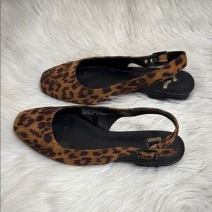 Report Women’s Leopard Print Slingback Flats Pointed Toe, Buckle Straps